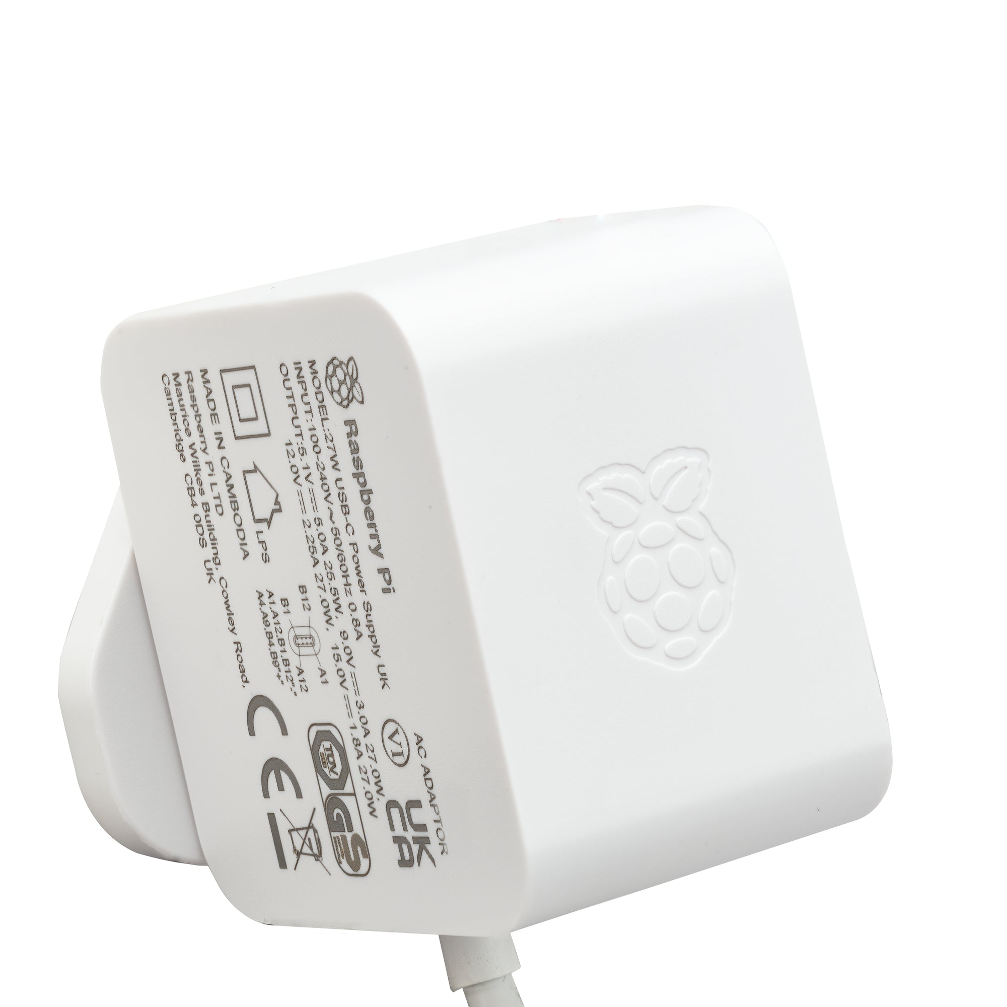 Official USB-C PD Power Supply for Raspberry Pi 5 - 27W, White Official USB-C PD Power Supply for Raspberry Pi 5 - 27W, White